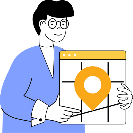 Man searching location online  Illustration