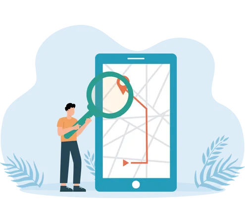 Man searching map direction  Illustration