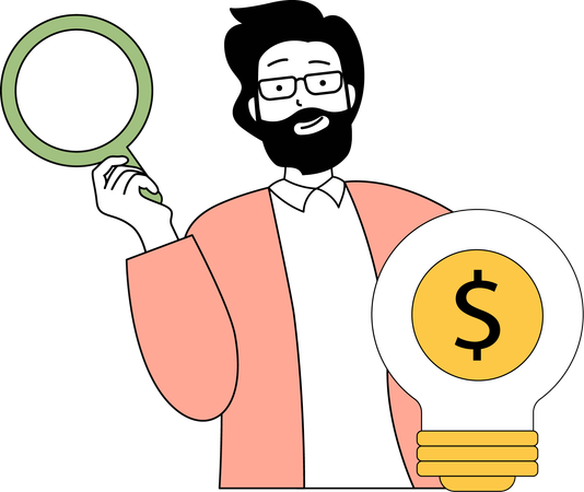 Man searching money idea  Illustration