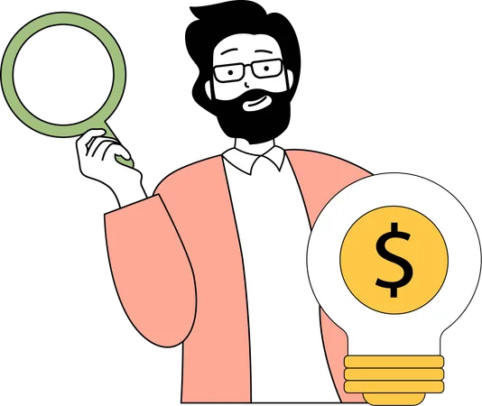 Man searching money idea  Illustration