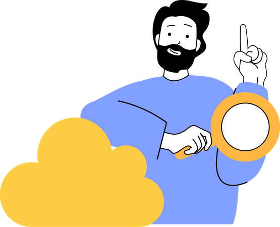 Man searching on cloud  Illustration