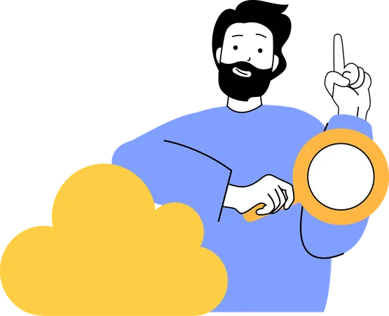 Man searching on cloud  Illustration