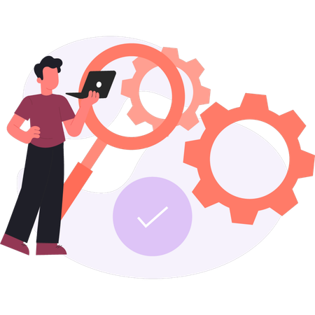 Man  searching on setting  Illustration