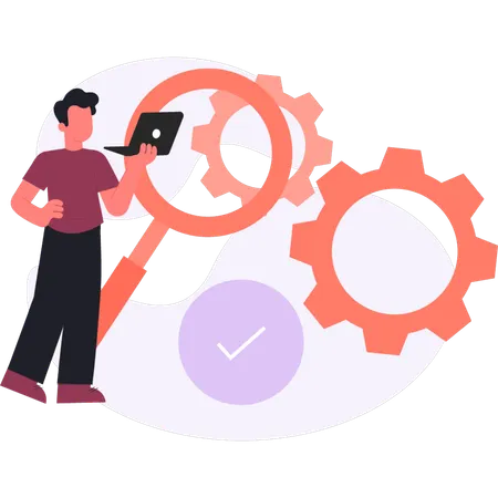 Man  searching on setting  Illustration
