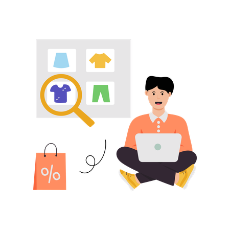 Man Searching online Product  Illustration