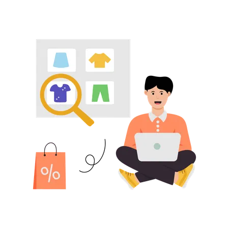 Man Searching online Product  Illustration