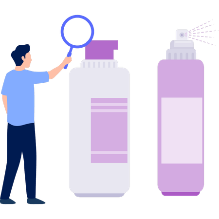 Man searching sanitizer bottle  Illustration