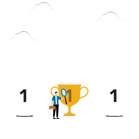 Man Searching Trophy Cup  Illustration