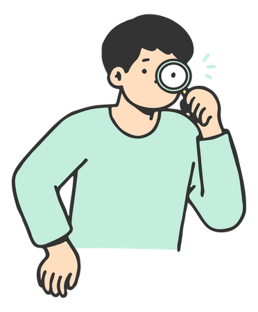 Man searching using magnifying glass Illustration