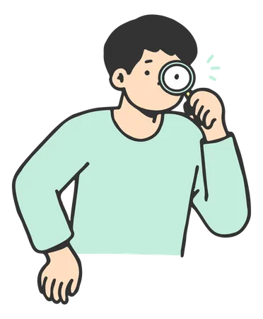 Man searching using magnifying glass  Illustration