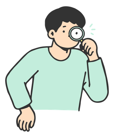 Man searching using magnifying glass  Illustration