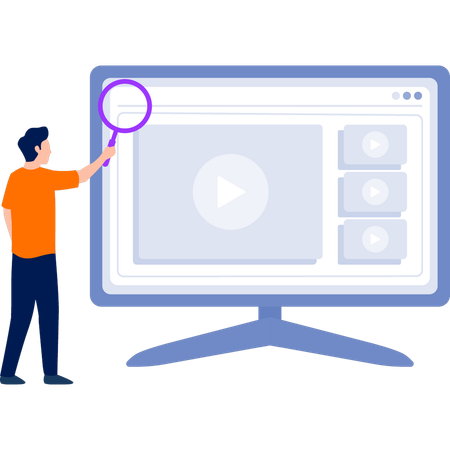 Man searching video  Illustration