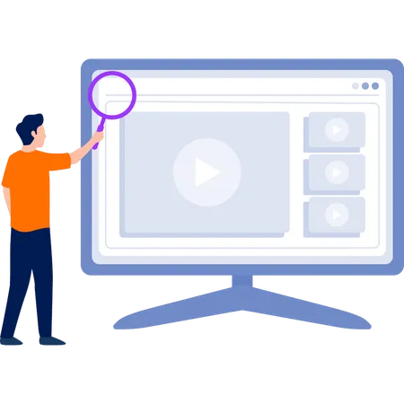 Man searching video  Illustration