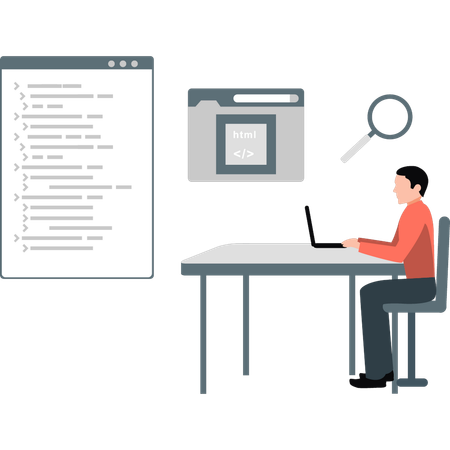 Man searching web development  Illustration