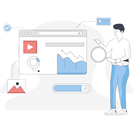 Man  searching web graph  Illustration