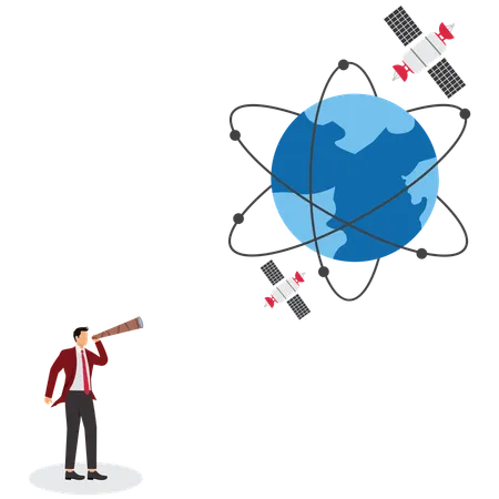 Man searching.satellite  Illustration