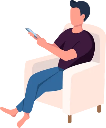 Man Seating in armchair Illustration