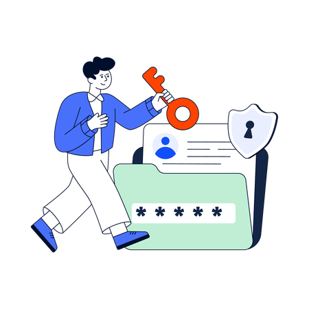 Man Secure Data Folder  Illustration