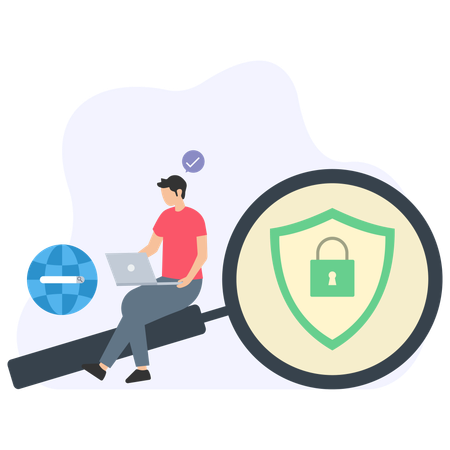 Man Secure Search  Illustration