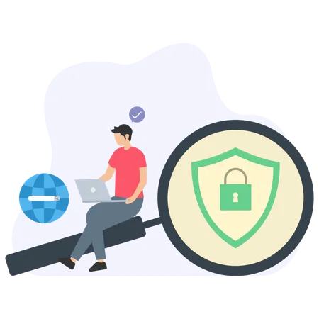 Man Secure Search  Illustration