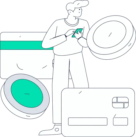 Man securely doing digital payment  Illustration