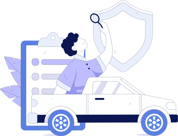 Man secures his car against insurance  Illustration