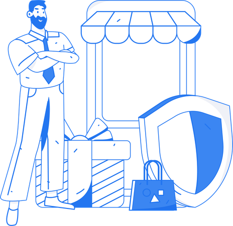 Man secures his shopping  Illustration
