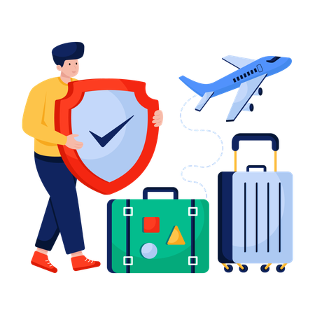 海外旅行を安全にする男性  イラスト