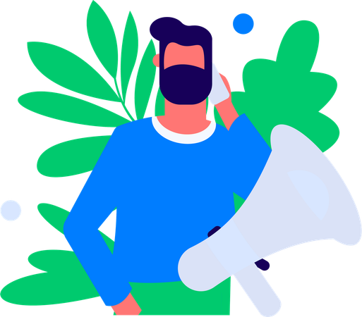Man secures shopping alerts  Illustration
