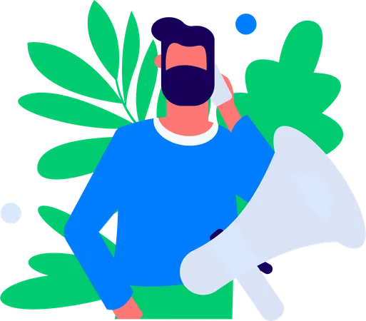 Man secures shopping alerts  Illustration
