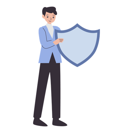 Man securing data of company  Illustration