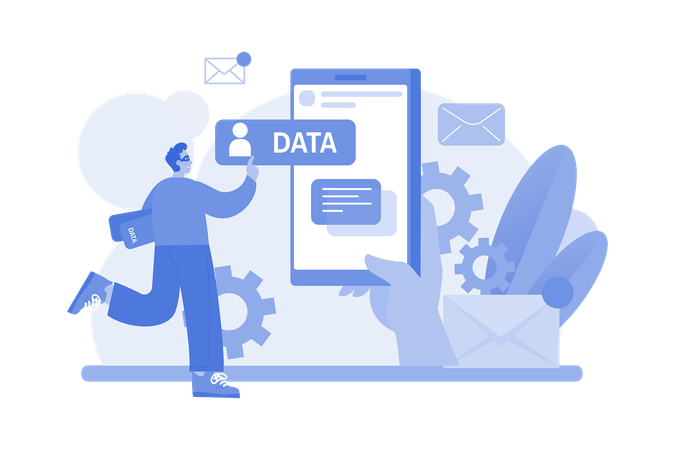 Man securing from phishing data theft  Illustration