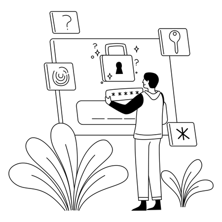 Man Securing Login Data  Illustration