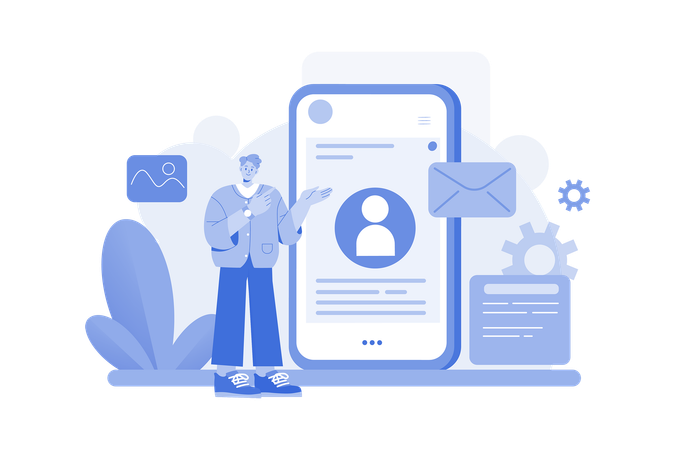 Man securing personal data on mobile device  Illustration