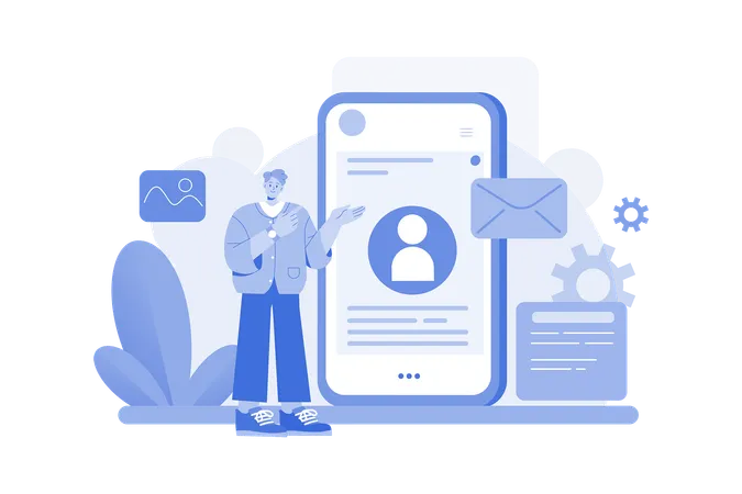 Man securing personal data on mobile device  Illustration