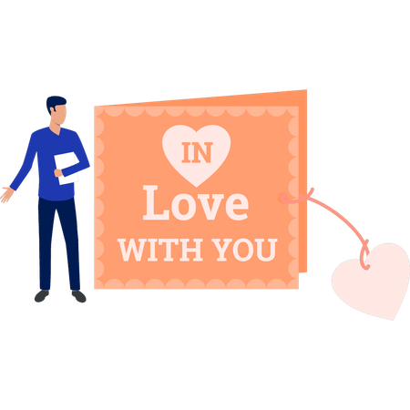 Man seeing at love card  Illustration