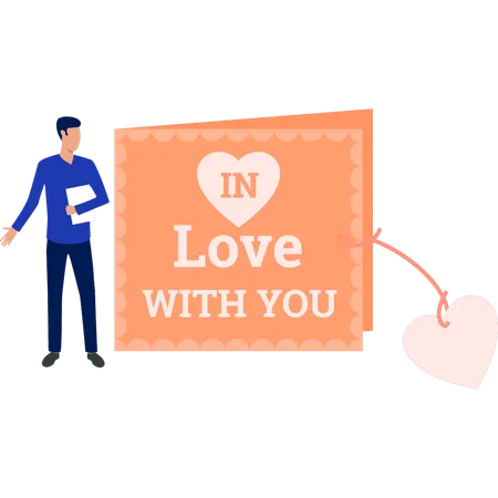 Man seeing at love card  Illustration