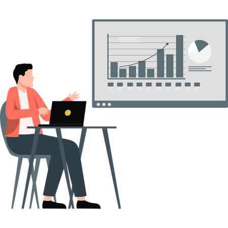 Man seeing business investment graph  Illustration