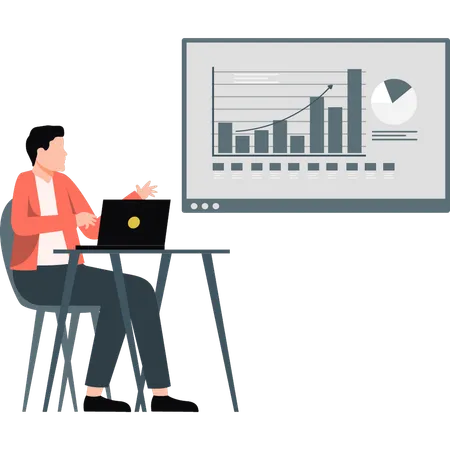 Man seeing business investment graph  Illustration