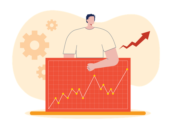 Man seeing growth chart  Illustration