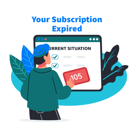 Man sees at Subscription Expiry date  Illustration