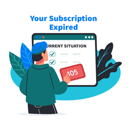 Man sees at Subscription Expiry date  Illustration