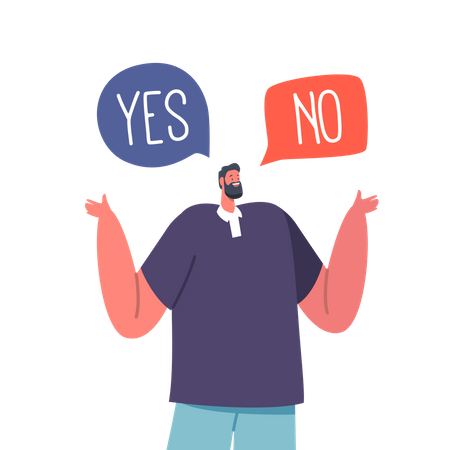 Man Selecting Between Yes Or No Choices  Illustration