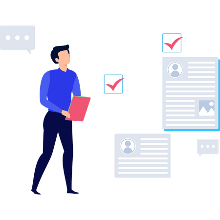 Man selecting candidates  Illustration