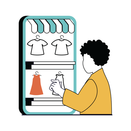 Man selecting cloth online  Illustration