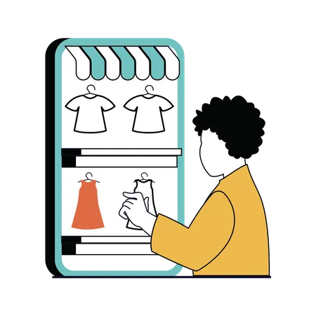 Man selecting cloth online  Illustration