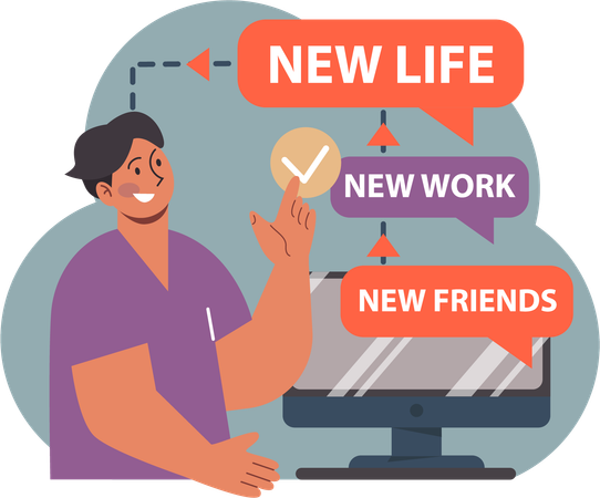 Man selecting one option  Illustration