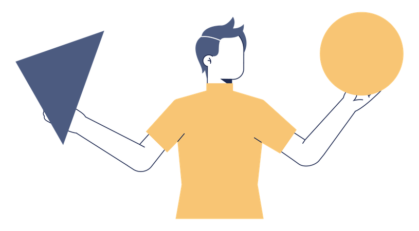 Man selecting shape  Illustration