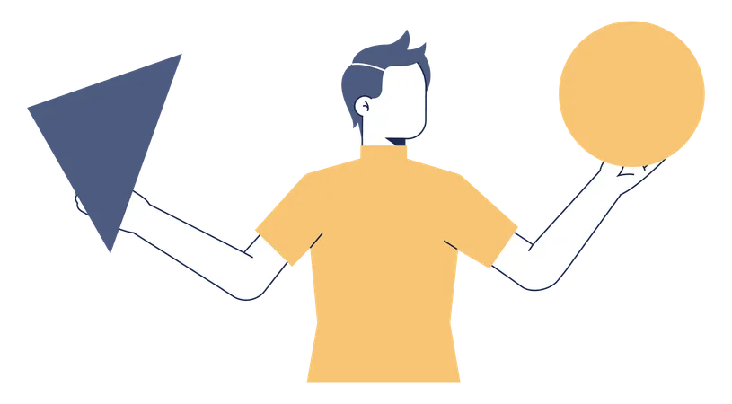 Man selecting shape  Illustration