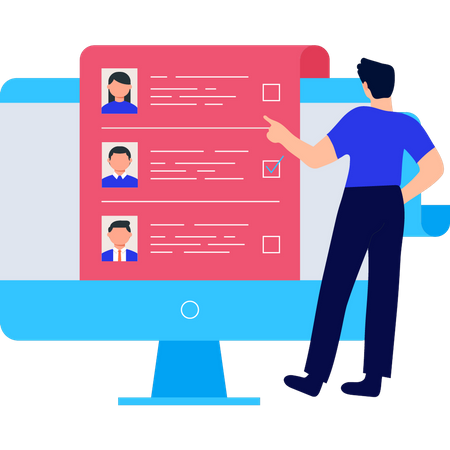 Man selecting user  Illustration